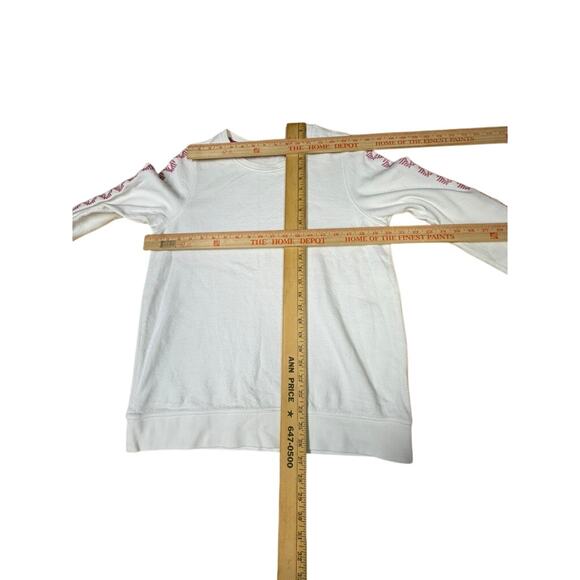 "Fat Face" White Long Sleeve Crew Neck Womens Shirt SZ 6 Embroidered Arms Gypsy - Picture 6 of 9